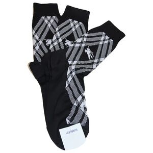 Burberry Plaid Black and White Dress Socks wool